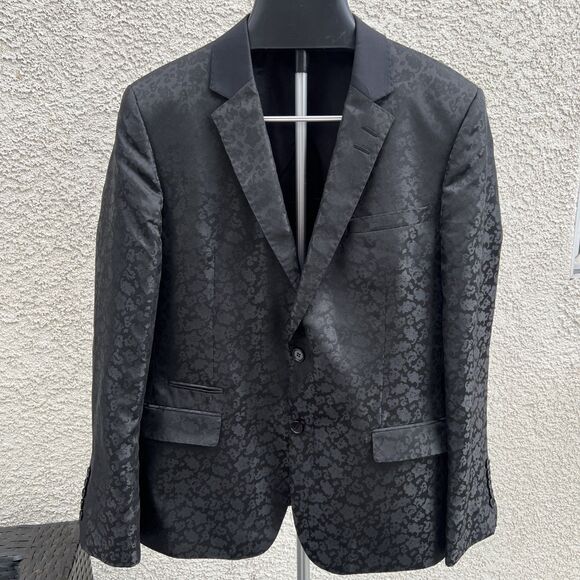 Maceoo Men’s Jacket Blazer, Black Floral, Size 42 Sports Coat - Picture 1 of 9